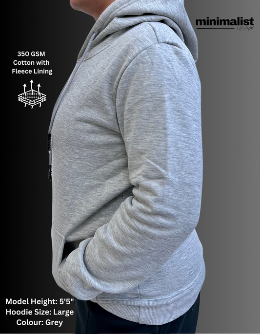 Grey Cotton Hoodies with Fleece Lining for Women