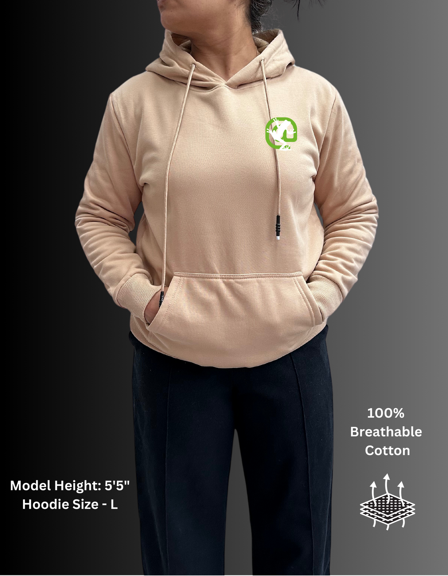 Screaming Frog Cotton Hoodies with Fleece Lining for Women