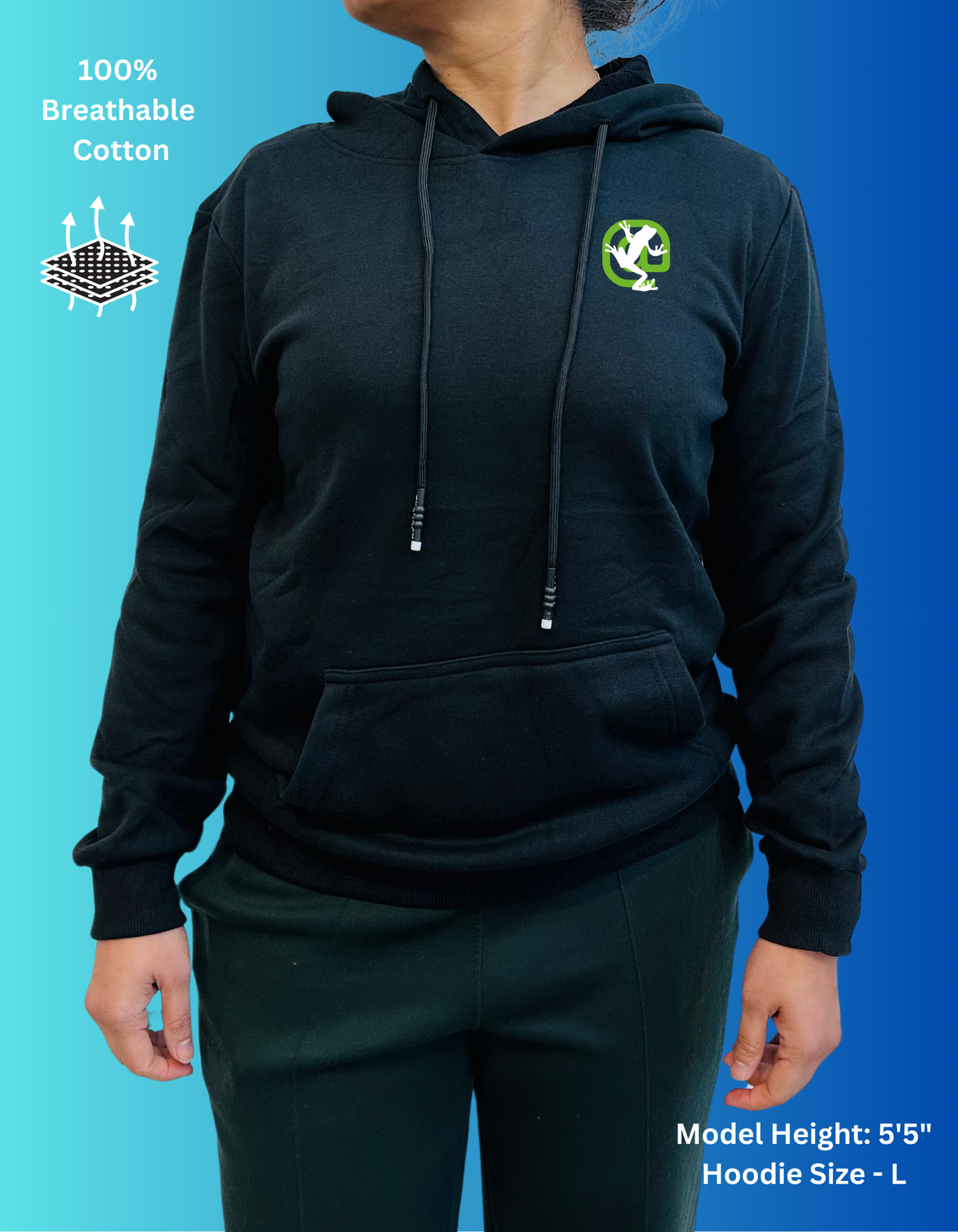 Screaming Frog Cotton Hoodies with Fleece Lining for Women
