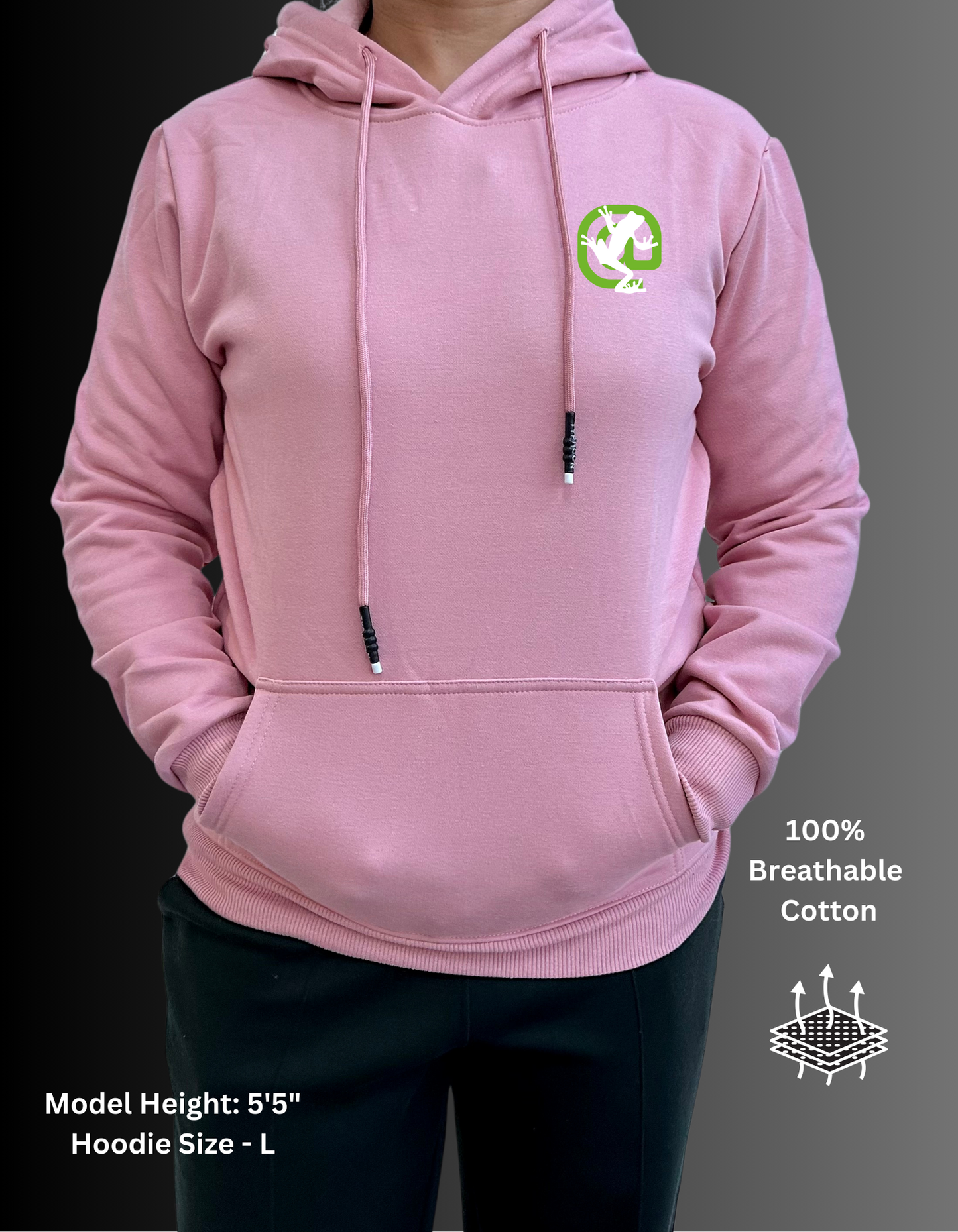 Screaming Frog Cotton Hoodies with Fleece Lining for Women