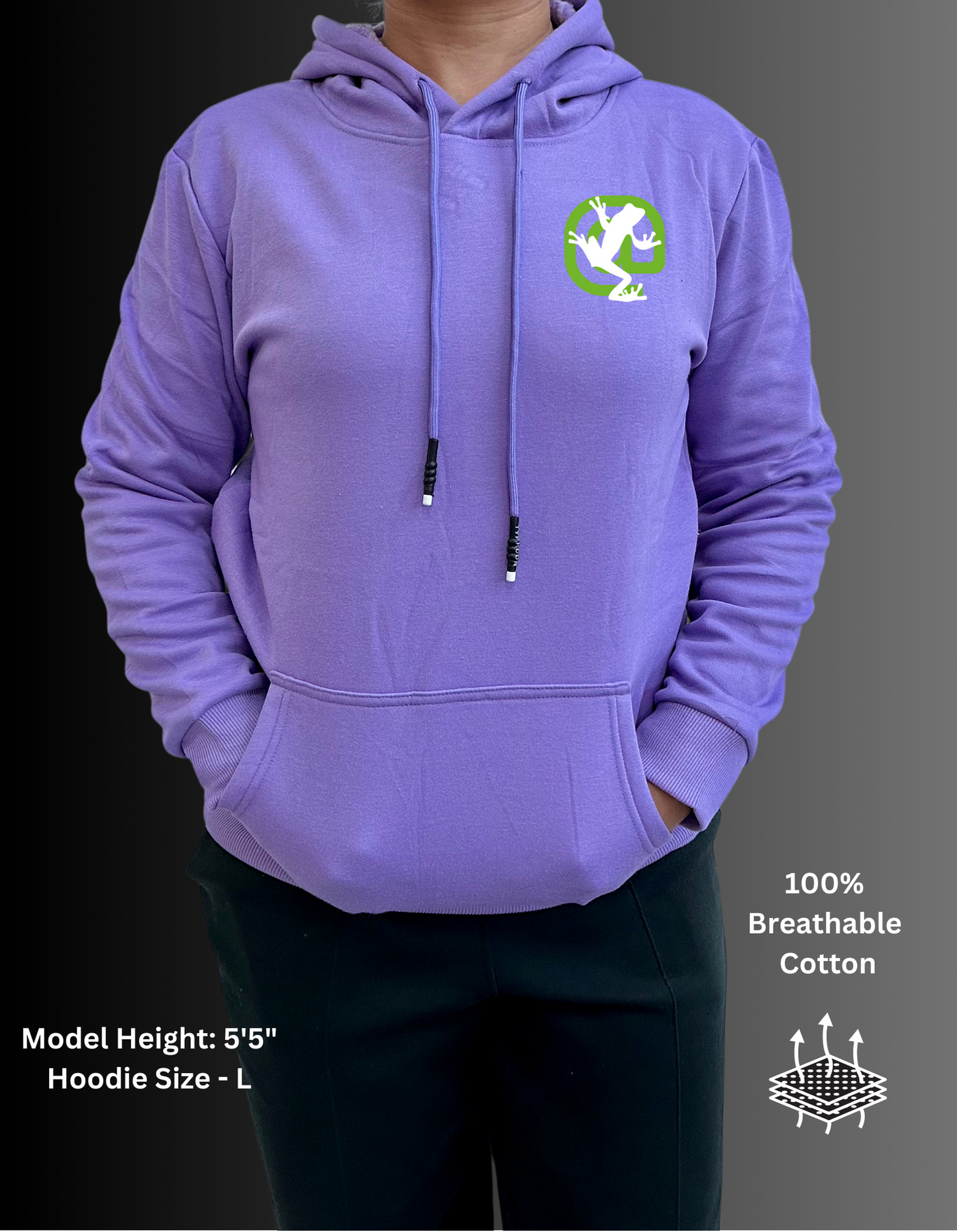 Screaming Frog Cotton Hoodies with Fleece Lining for Women