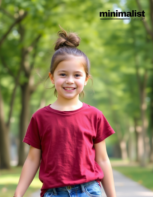 Burgundy Kids Cotton T-shirt